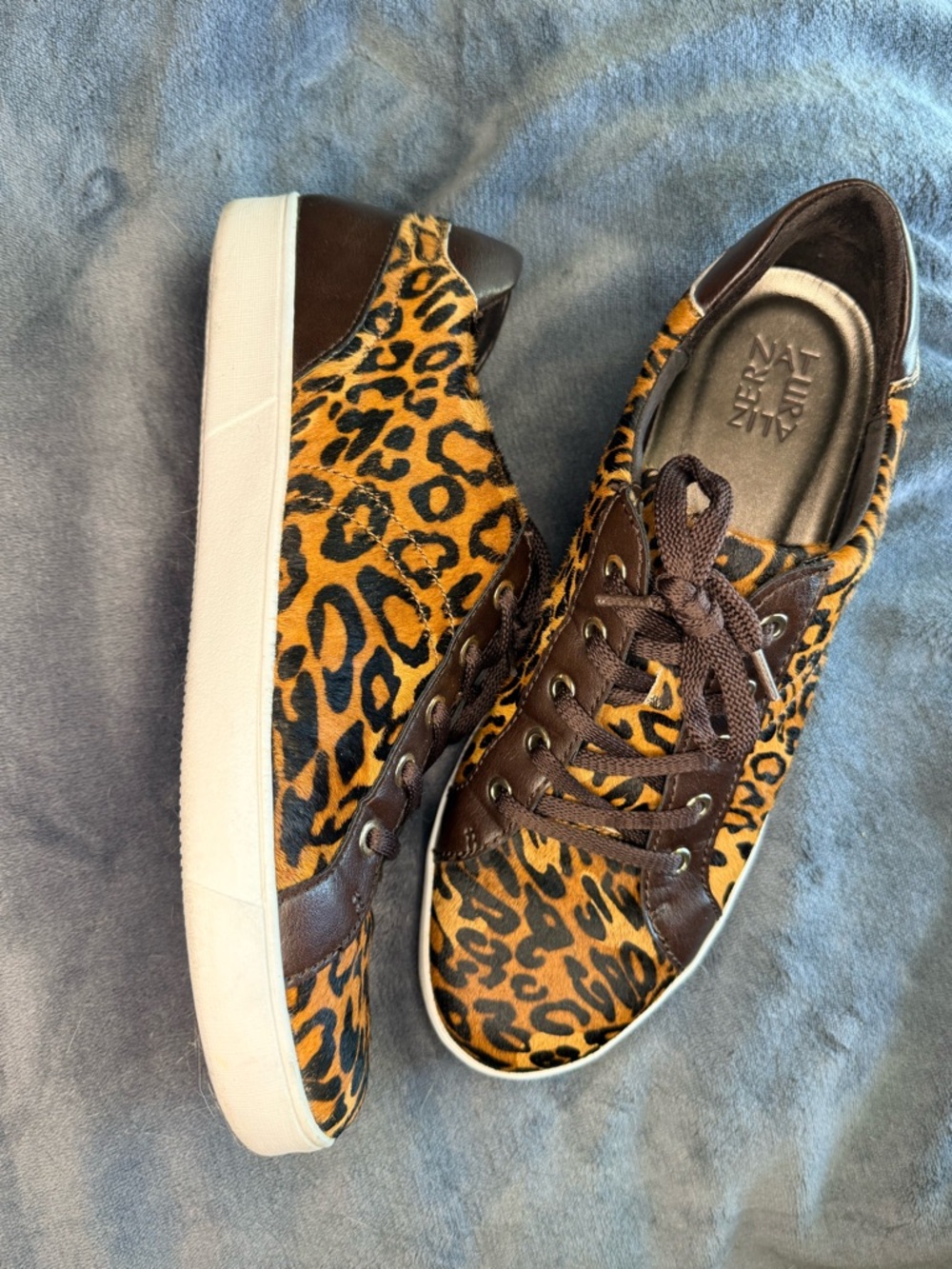 12 Wide Naturalizer Leopard Print Lace-Up Sneakers - Brown & Tan